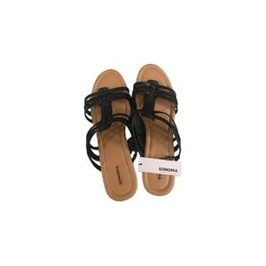 BNWT - Black Braided Wedge Sandals by Sonoma (size 10)